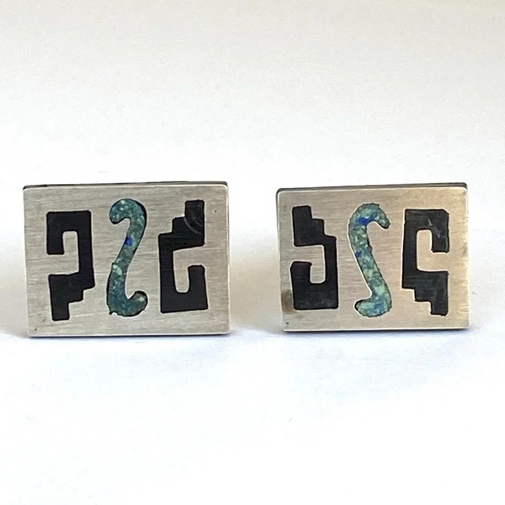 VTG Taxco Mexico Sterling 925 Onyx Cuff links AAB